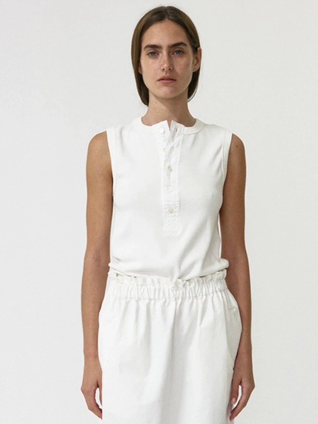 

f Button round Ne Vest Women's Summer New Sle Commute Sle Slim Fit Cotton Blend Sweat Absorbent No Sve