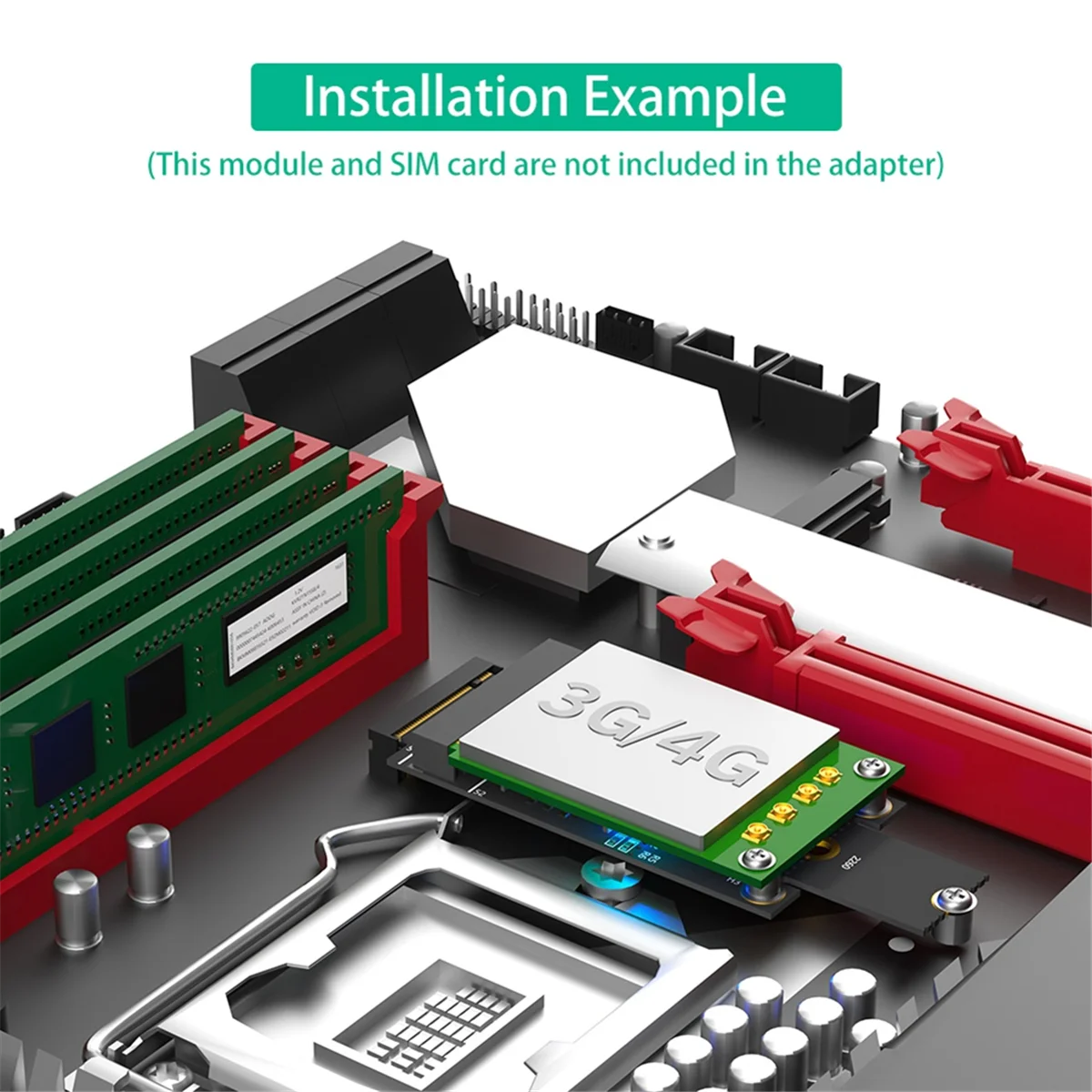 Adaptador Mini PCI-E a M.2(NGFF) Key M con ranura para tarjeta SIM para módulo WiFi/WWAN/LTE