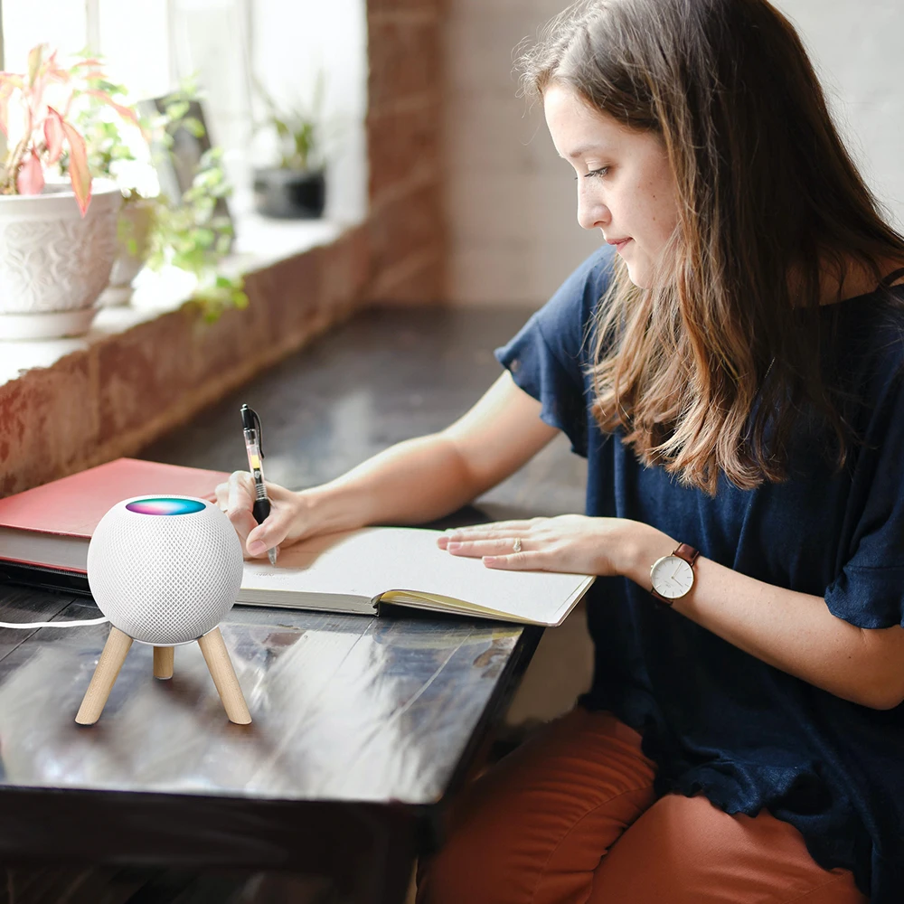 GGMM HP01 HomePod Mini altoparlante Staffa in legno squisita Installazione semplice Bella base in legno Base antiscivolo impermeabile