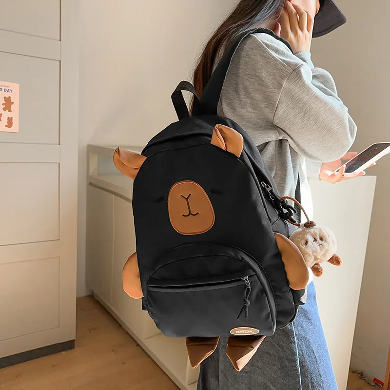 

2024 Winter New Kapibara Large Capacity Backpack for Women Cute Cartoon College Student Backpack