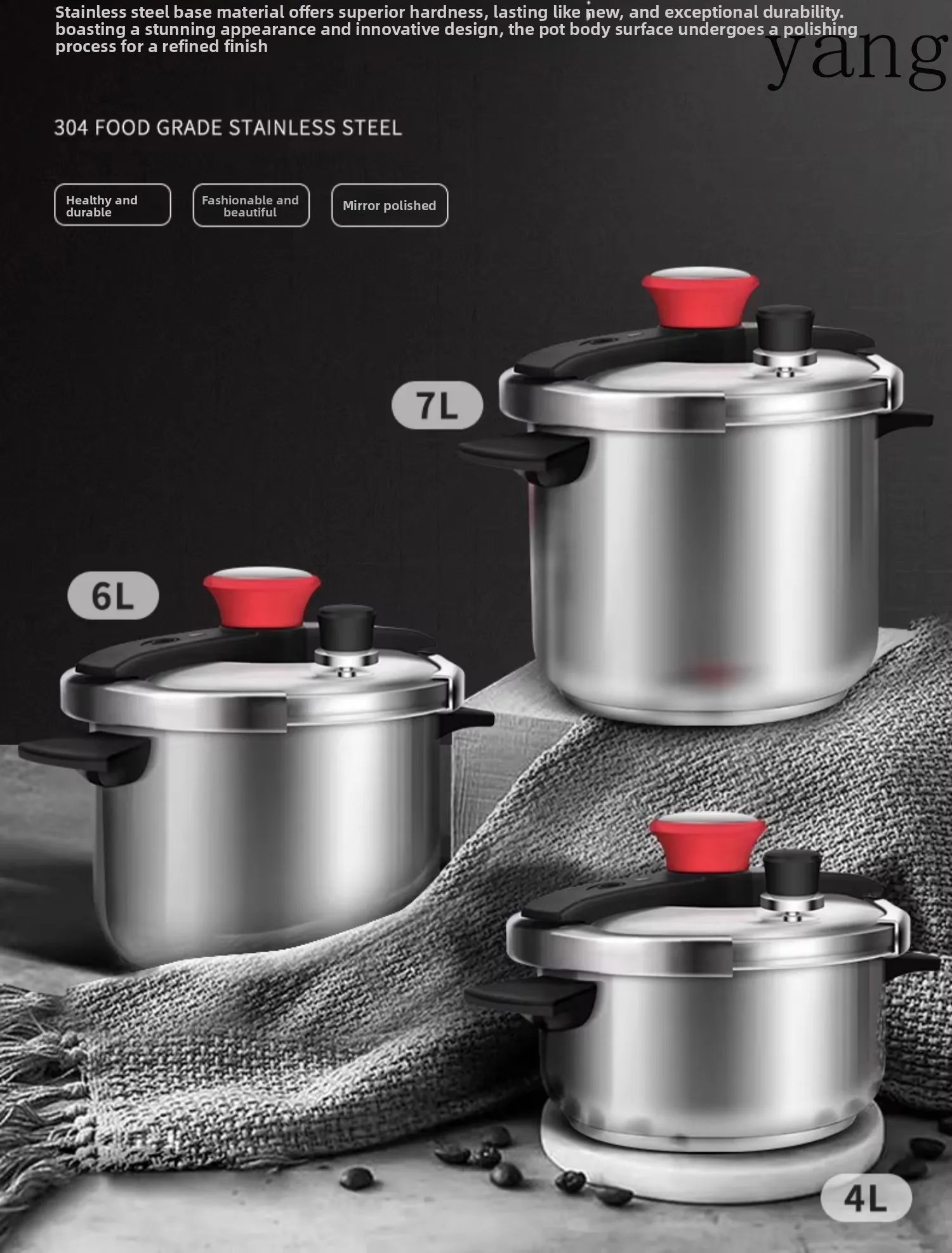 LMM stainless steel pressure cooker large capacity household gas induction cooker general explosion-proof pressure cooker