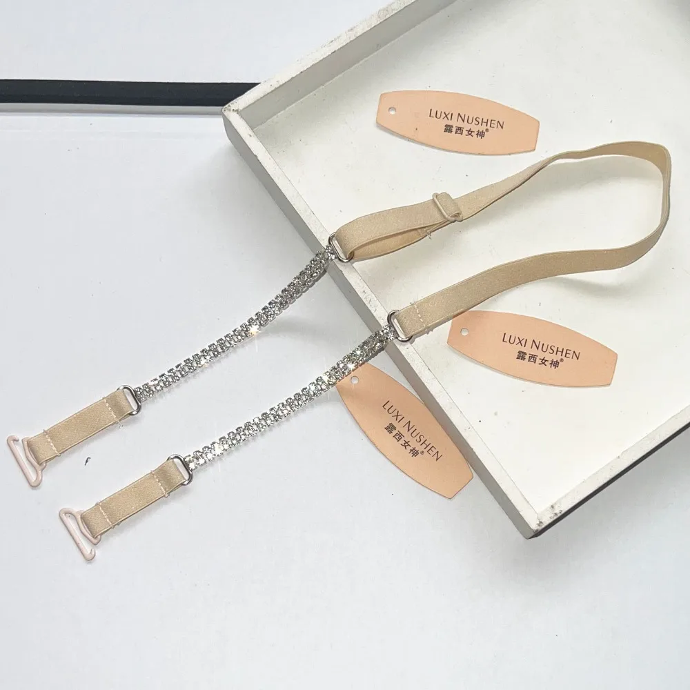Sexy Elastic Rhinestone Bra Straps Anti-Slip Sparkling Rhinestone Halter Neck Bra Straps Adjustable Elastic Bra Strap Women
