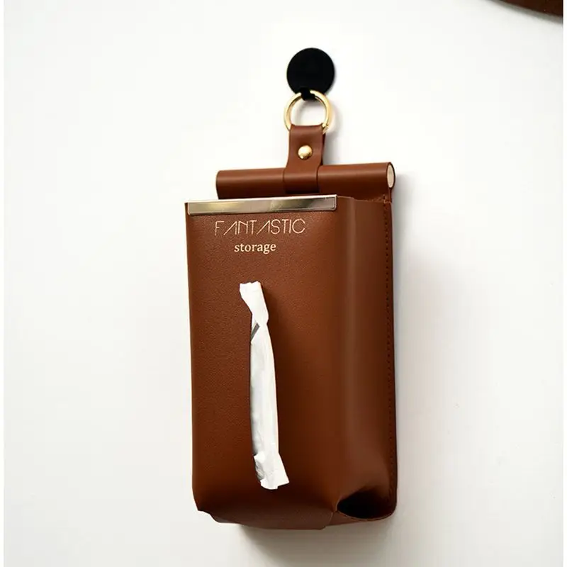 

Leather Light Luxury Tissue Box Toilet Toilet Wall Hanging Tissue Storage Box Creative Simple Multi functional Tissue Box LF592