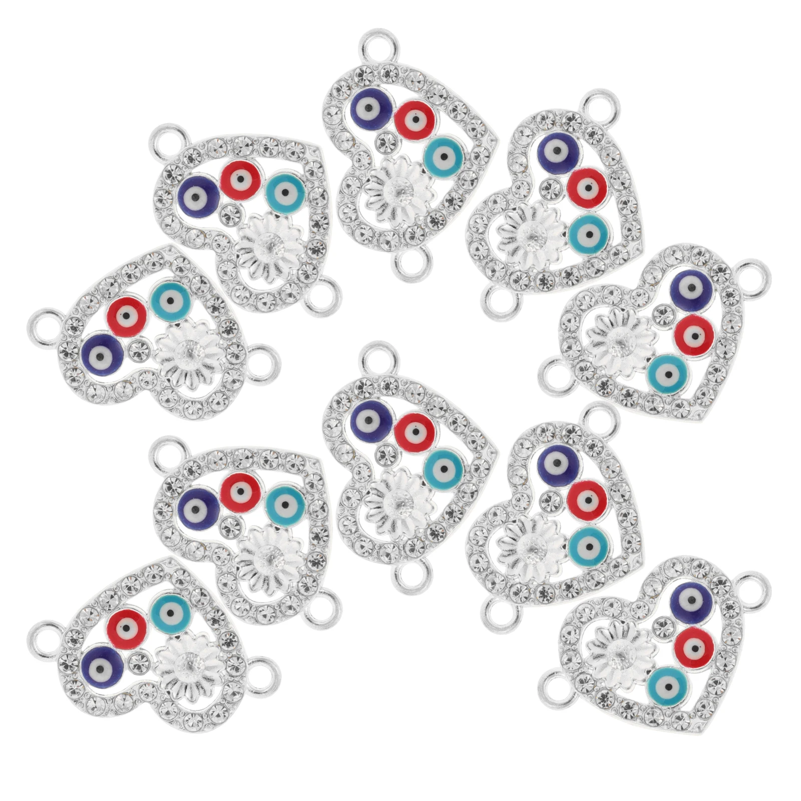 

10pcs Evil Eye Heart Charms Alloy Pendant For Bracelet Necklace Jewelry Making Diy Craft Supplies Beads Findings Decorative