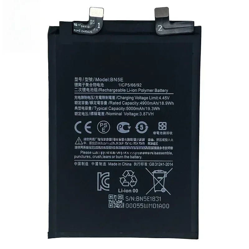 New BN5E 3.87V 5000mAh Mobile Phone Battery for Xiaomi Mi POCO X4 Pro Redmi Note 11 Pro / 11E Pro 5G High Quality Batteries