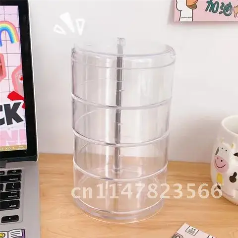 

Round Creative Rotatable Plastic Transparent Dustproof Storage Box Earrings Ring Finishing Container 2/3/4 Layer Jewelry Box