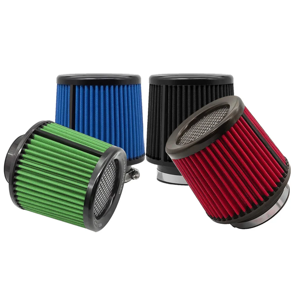 76mm 3inch High Flow Air Filter Cold Air Intake Universal Car Round Cone Turbo Filter Sport Racing Car Engine Air Inlet Washable