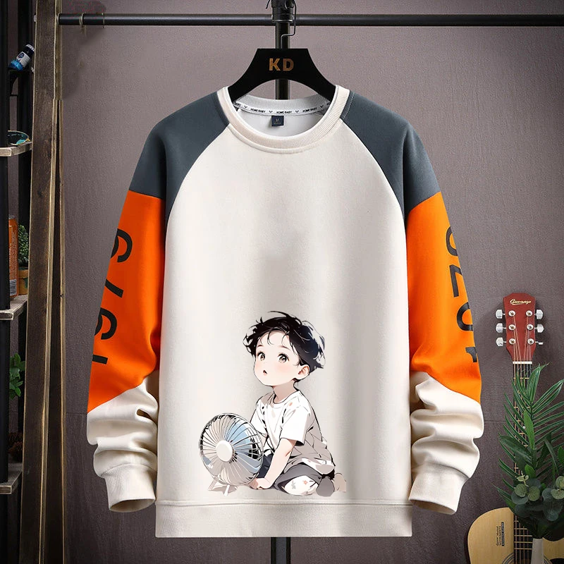 

Cool Men's round Ne Printed Sweatirt Casual Versatile Winter Loose Fit Trendy Brand Haome Top Youth ular Cotton Pol...