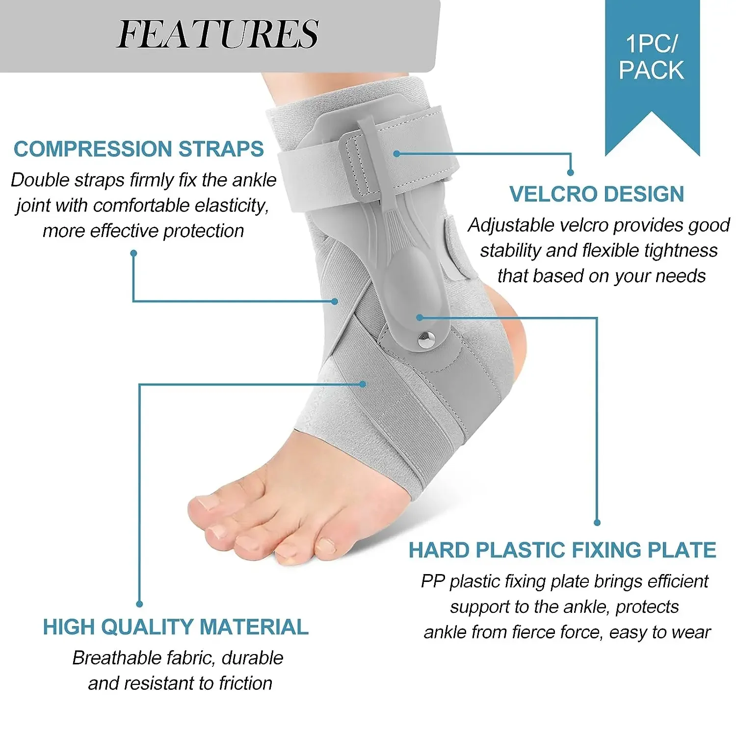 Ankle Brace Support Sports Adjustable Ankle Straps Sports Support Adjustable Foot Orthosis Stabilizer Ankle Protector Foot Guard