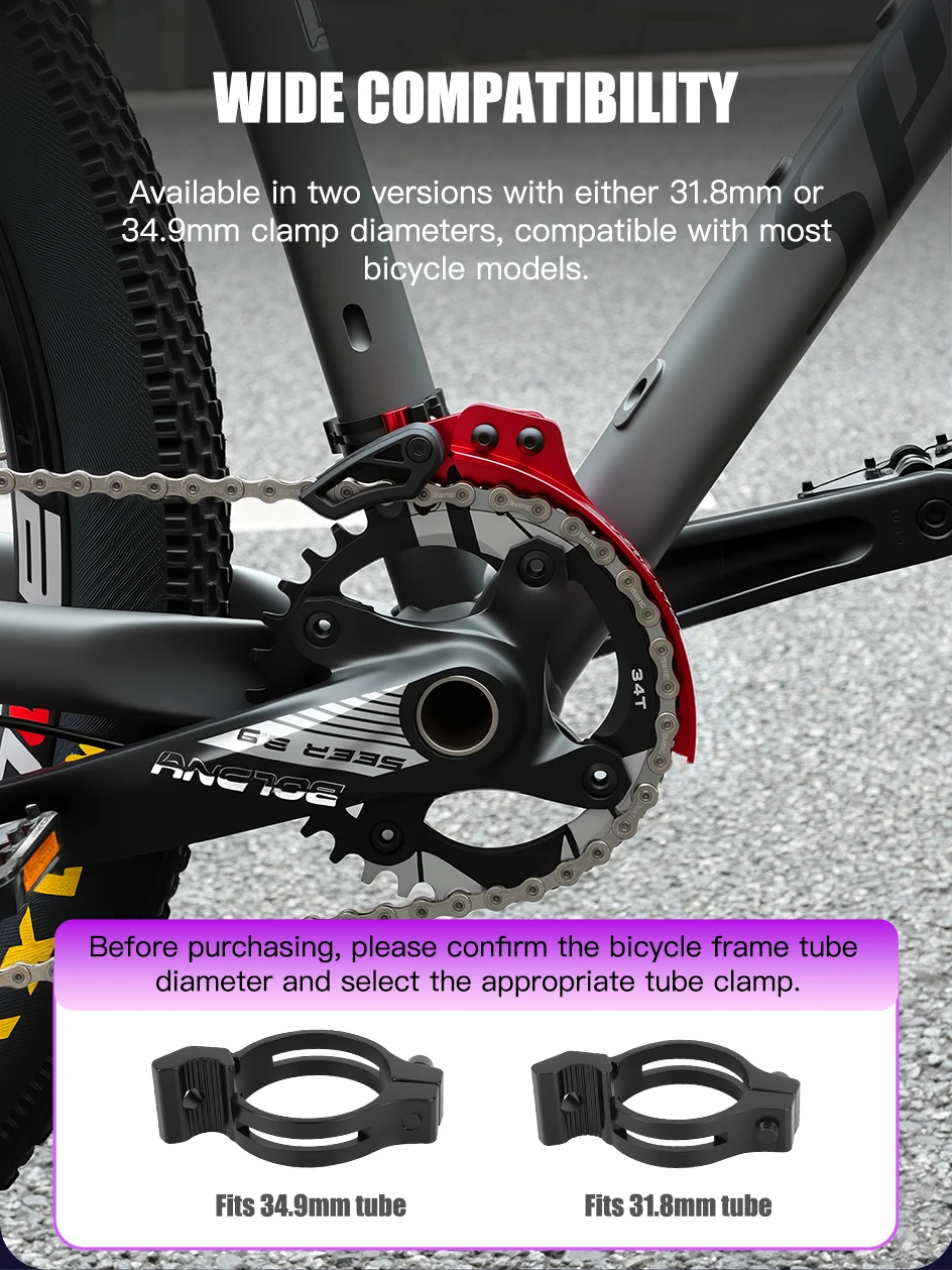 BOLANY Fahrradkettenstabilisator 34,9mm 31,8mm MTB Rennrad Vorderer Schaltautomat Anti-Kettenabsturz-Vorrichtung für Mountainbikes und Rennräder – Detail 6