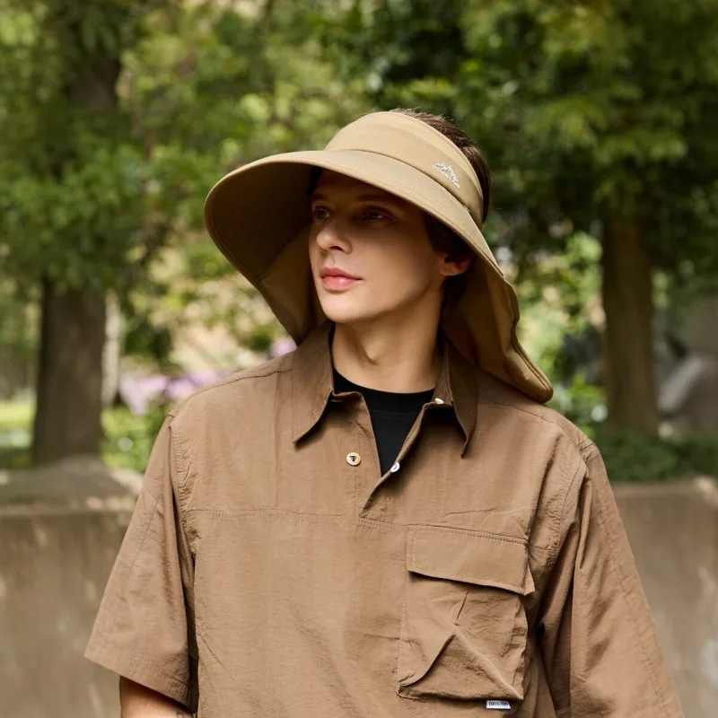 Wide Brim Open‑Top Sun Hat for Men Women Outdoor Quick‑Dry Breathable Ponytail‑Friendly Summer Fisherman Headwear Lightweight