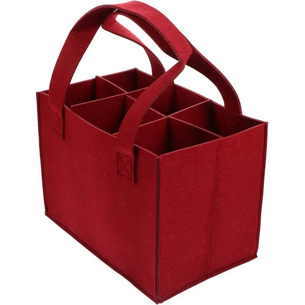 

Practical 6 Bottle Capacity Wine Carrier in Chic Red Felt Perfect Accessory for Your For party or Picnic Outings