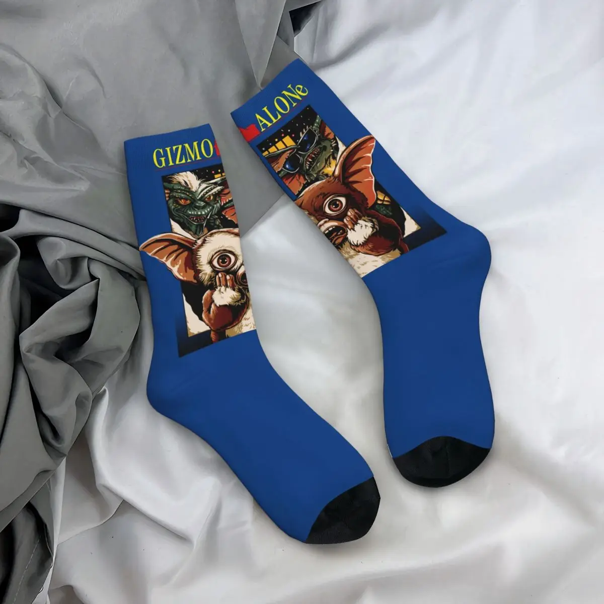 Chaussettes Gizmo Alone Print Crew Merch, Chaussettes Gremlin chaudes, Chaussettes non aldes, Design coloré, Cadeau d'Halloween, Printemps, Automne, Hiver