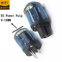 P-037 e C-037 in rame puro placcato rodio di fascia alta Spina di alimentazione USA Amplificatore audio Hifi Connettore del cavo di alimentazione CA