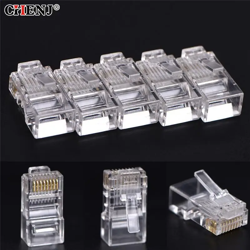 

Штекерный адаптер RJ45 CAT5 CAT5e CAT6, прозрачный Модульный сетевой разъем 8P8C для компьютеров, 50 шт.