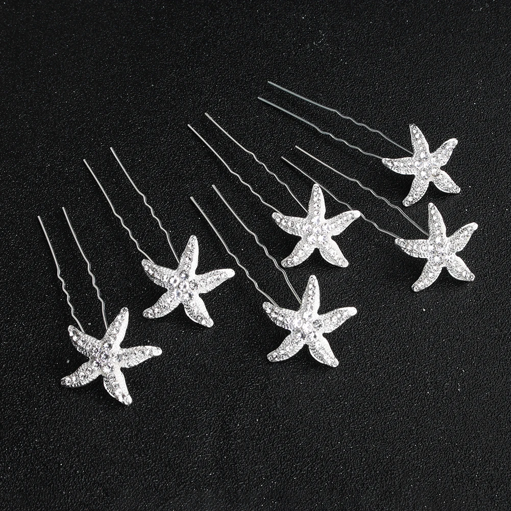 6PCS Beliebte handgemachte Hochzeit Haarnadeln Braut Kristall Perle Blume Haarspange Braut Haarschmuck Zubehör – Detail 8
