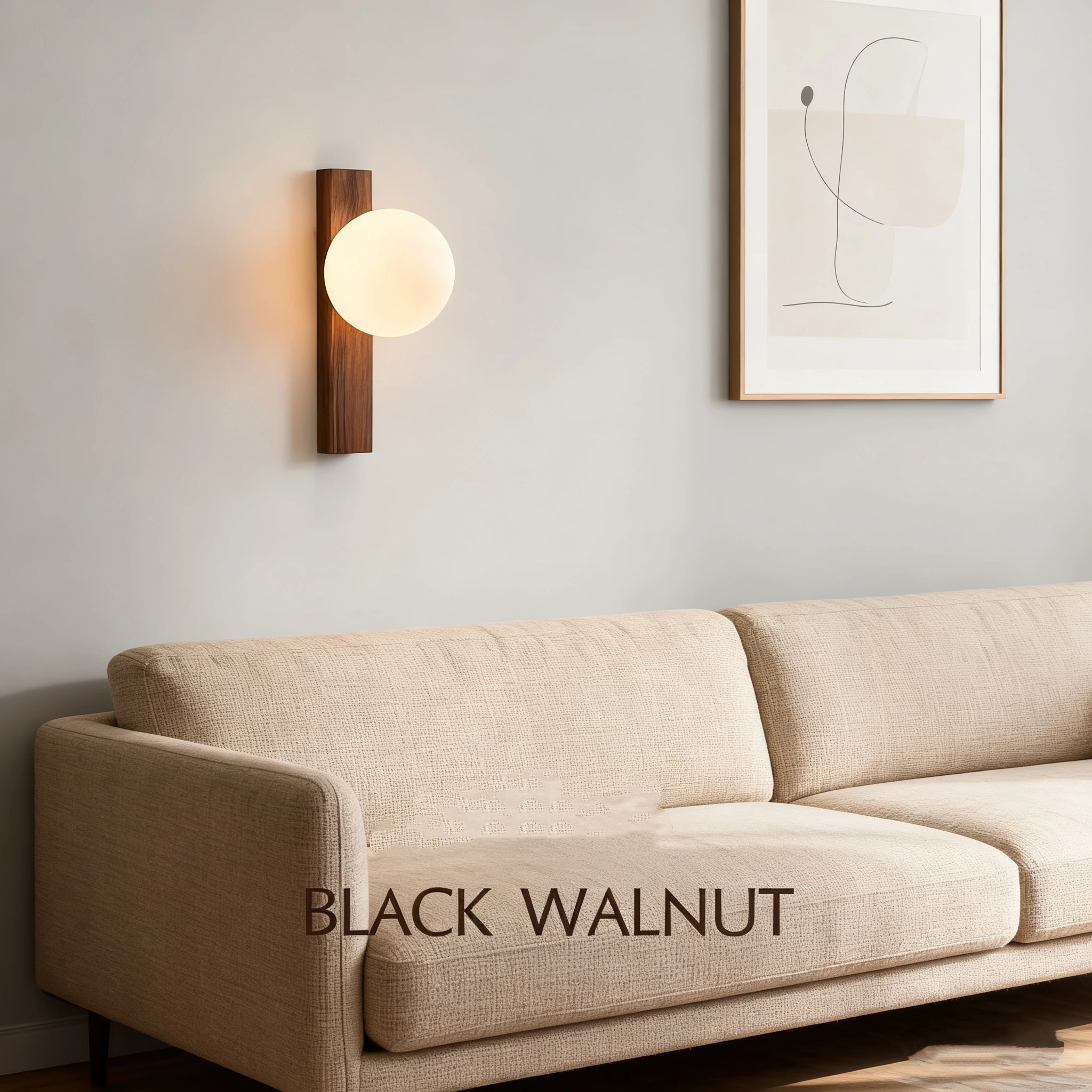 Walnut Wood Wall Sconces Lamp with Milk white Glass Sphere Lampshade Wabi-sabi Modern Home Decor for Bedroom Living Aisle