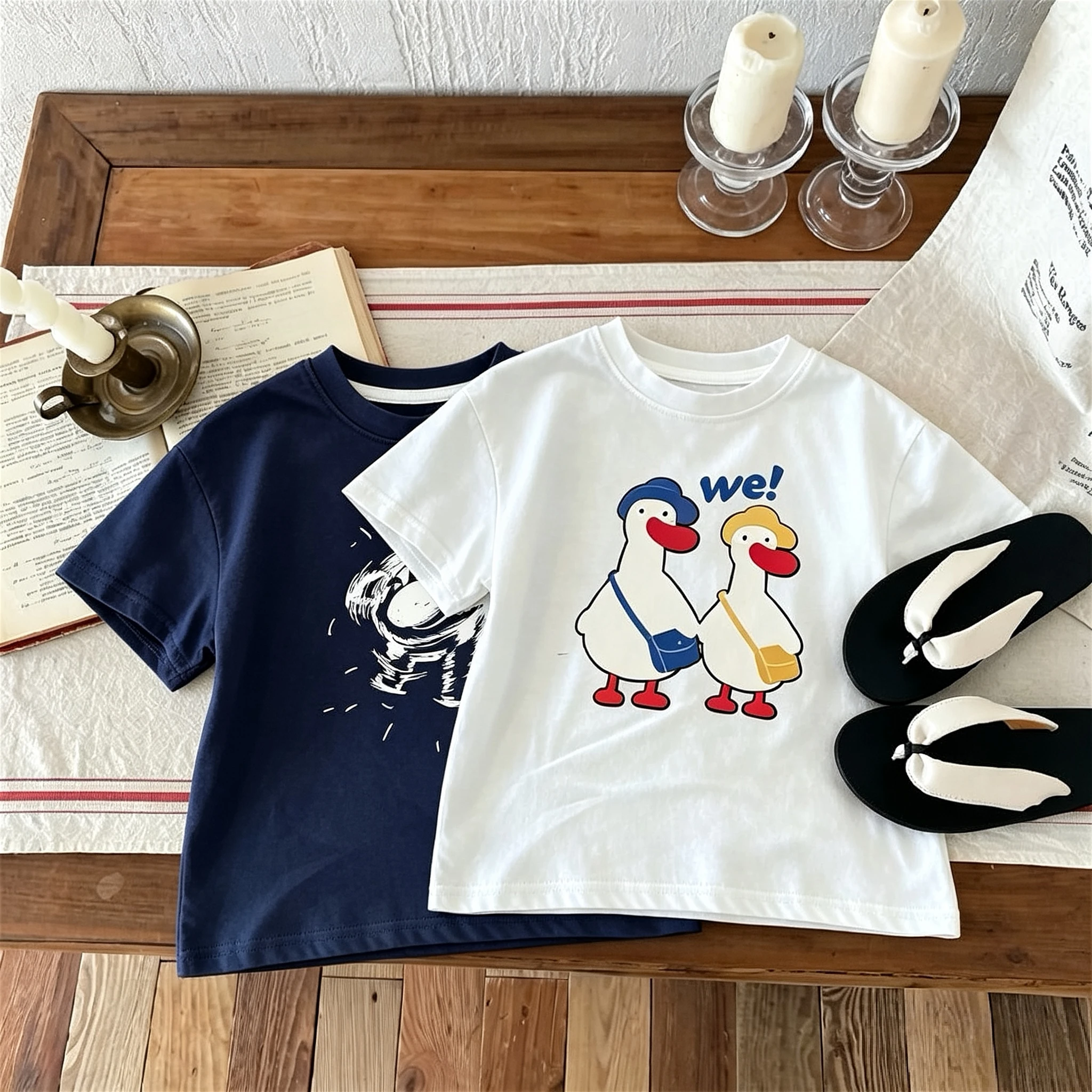 Korean Versatile Fashion Boys T-shirt Summer Clothing Loose Casual Short Sleeved Tops Kids Tops Children's Wear Tshirts Crewneck
