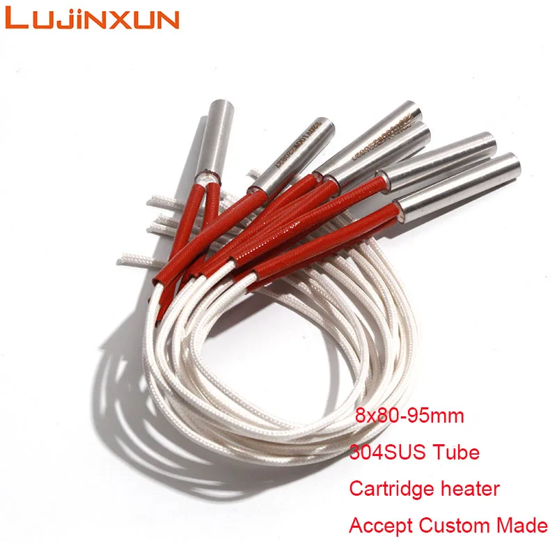 LUJINXUN Electric Rod Finger Single Head Heating Pipe 8mmx80/82/85/90/95mm 304SS 200W-230W 220V for Packaging Industry 5PCS/lot