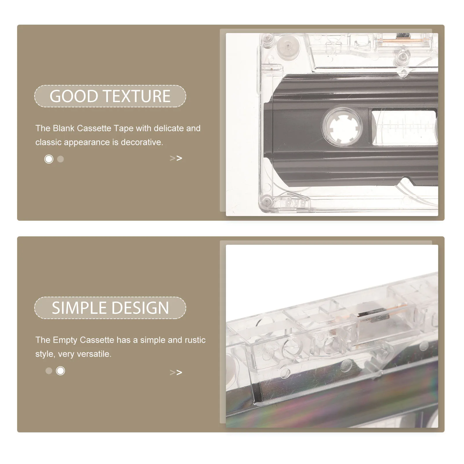 

6Pcs Decorative Blank Cassette Tape Vintage Style DIY Craft Material for Home Study Office Decor Empty Cassette