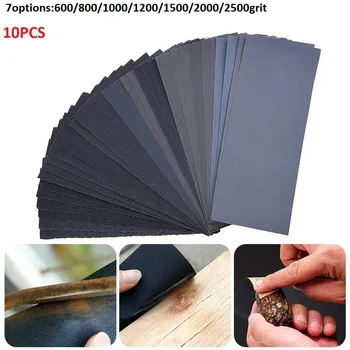 10pcs Sandpaper 600/800/1000/1200/1500/2000/2500 Grit Water/Dry Abrasive SandPapers For Wood Metal Polishing Tools Accessories