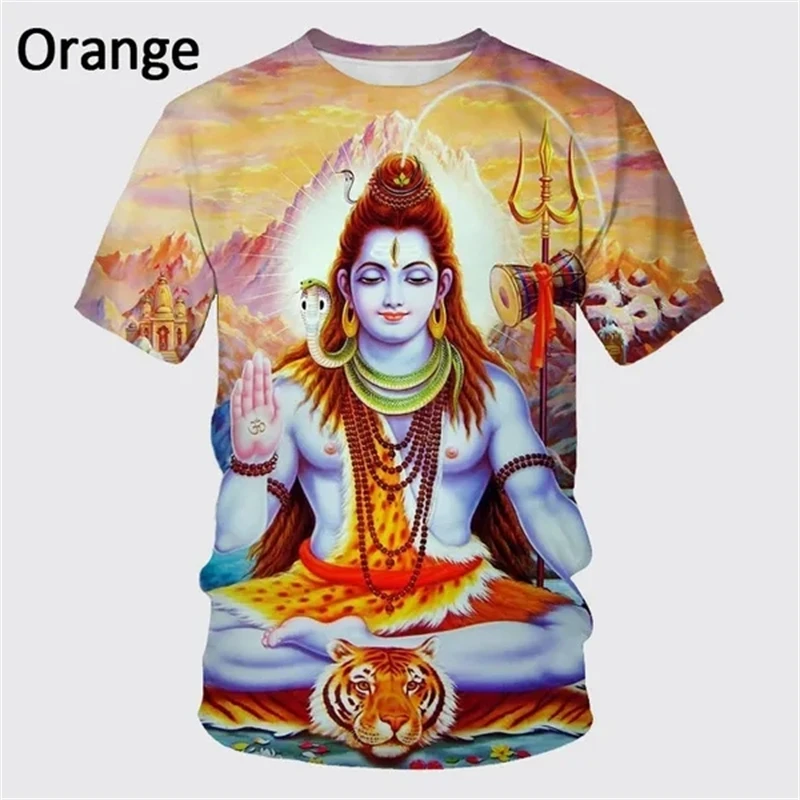 The Latest Fashion Hindu God Lord Shiva 3D Printing Men\'s And Women\'s T-shirts Summer Cool Casual O Neck Short-sleeved T-shirts