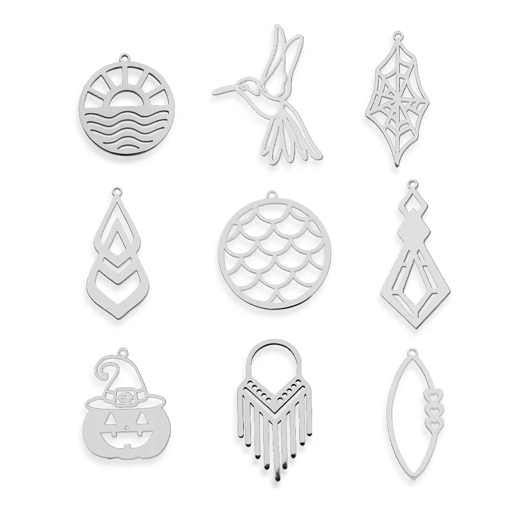 10pcs/lot 316 Stainless Steel Trendy Humming Bird DIY Charm Women Wholesale Geometric Sunrise Earring Pendant Handmade Jewelry