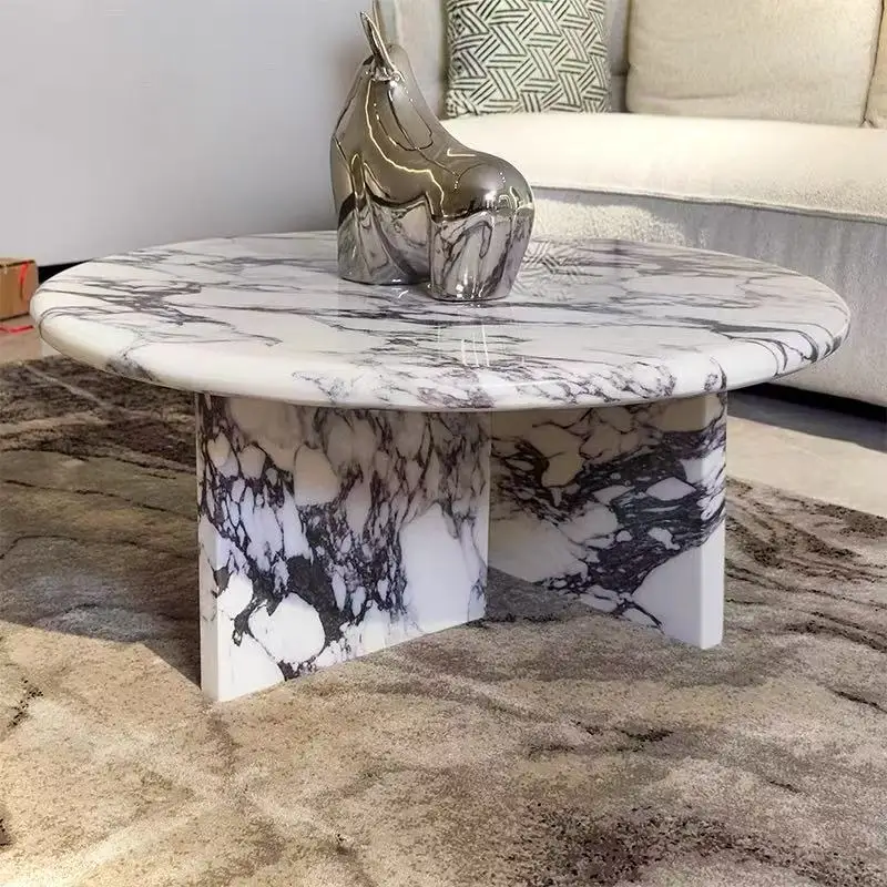 

Modern Furniture Design French Decor Style White Purple Calacatta Viola Marble Coffee Table for Sale