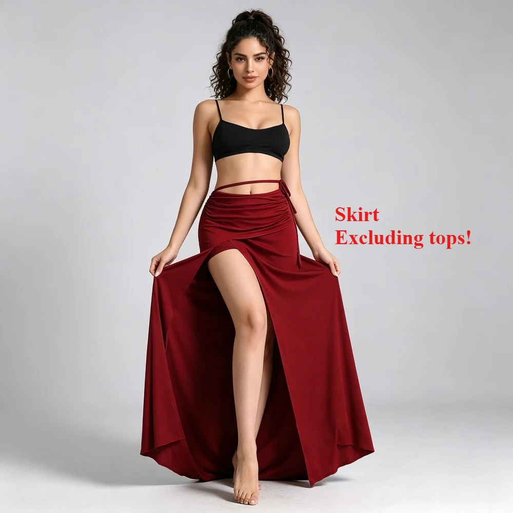Women Belly Dance Skirt Hip Wrapped Split Long Skirt Adult Female Dance Costume Bottom Wear