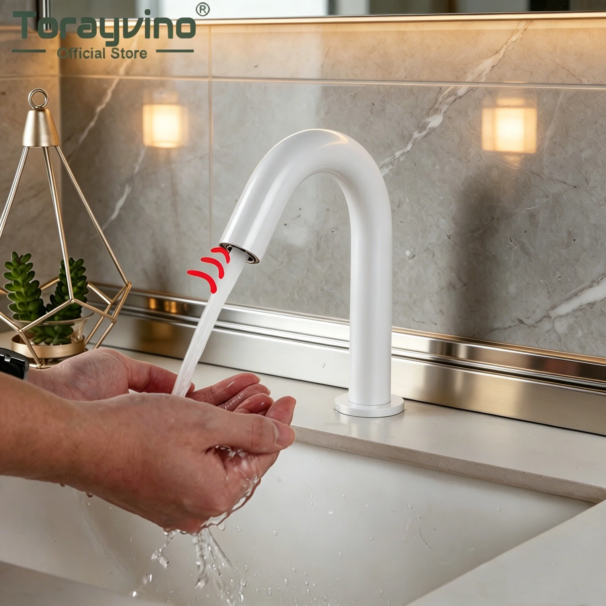 

Torayvino Bathroom Sensor Faucets Automatic Touch Free Faucet Hot and Cold Saving Inductive Electric Basin Sink Mixer Water Tap