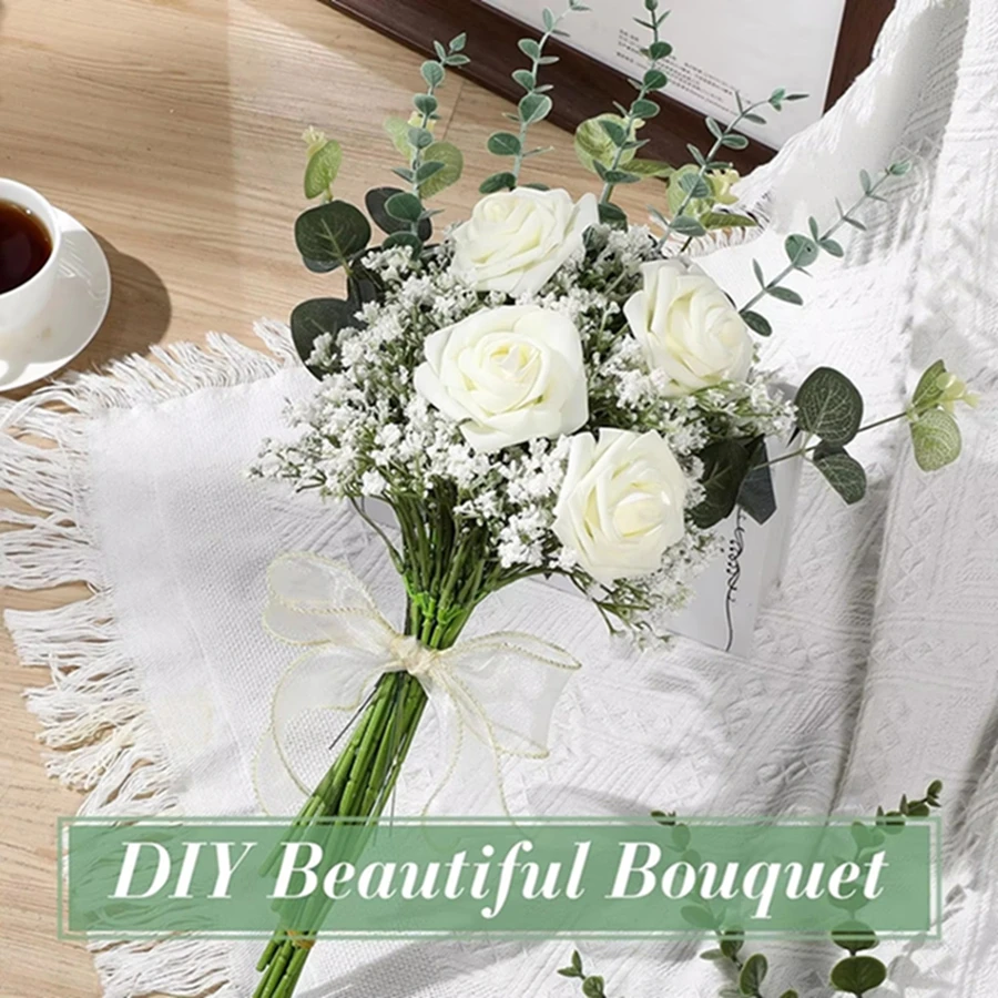 

Artificial Flowers Plants Green Stem Bridal Bouquet Valentine Wedding Home Room Garden Yard Table Outdoor Cheap Diy Decora Gifts