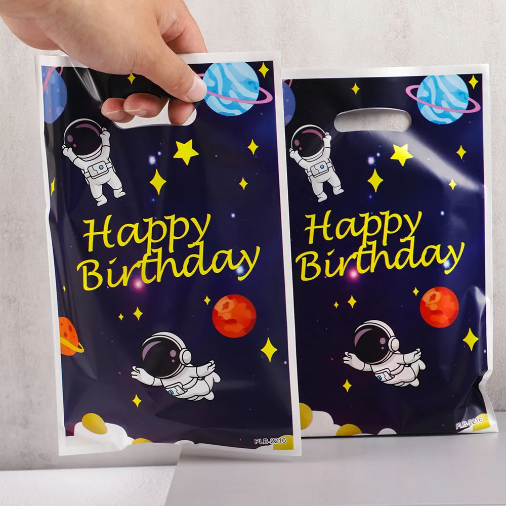 20Pcs Cartoon Outer Space Astronaut Theme Party Gift Packing Bag Candy Cake Pouch Bag for Kids Happy Birthday Party Favors Bag