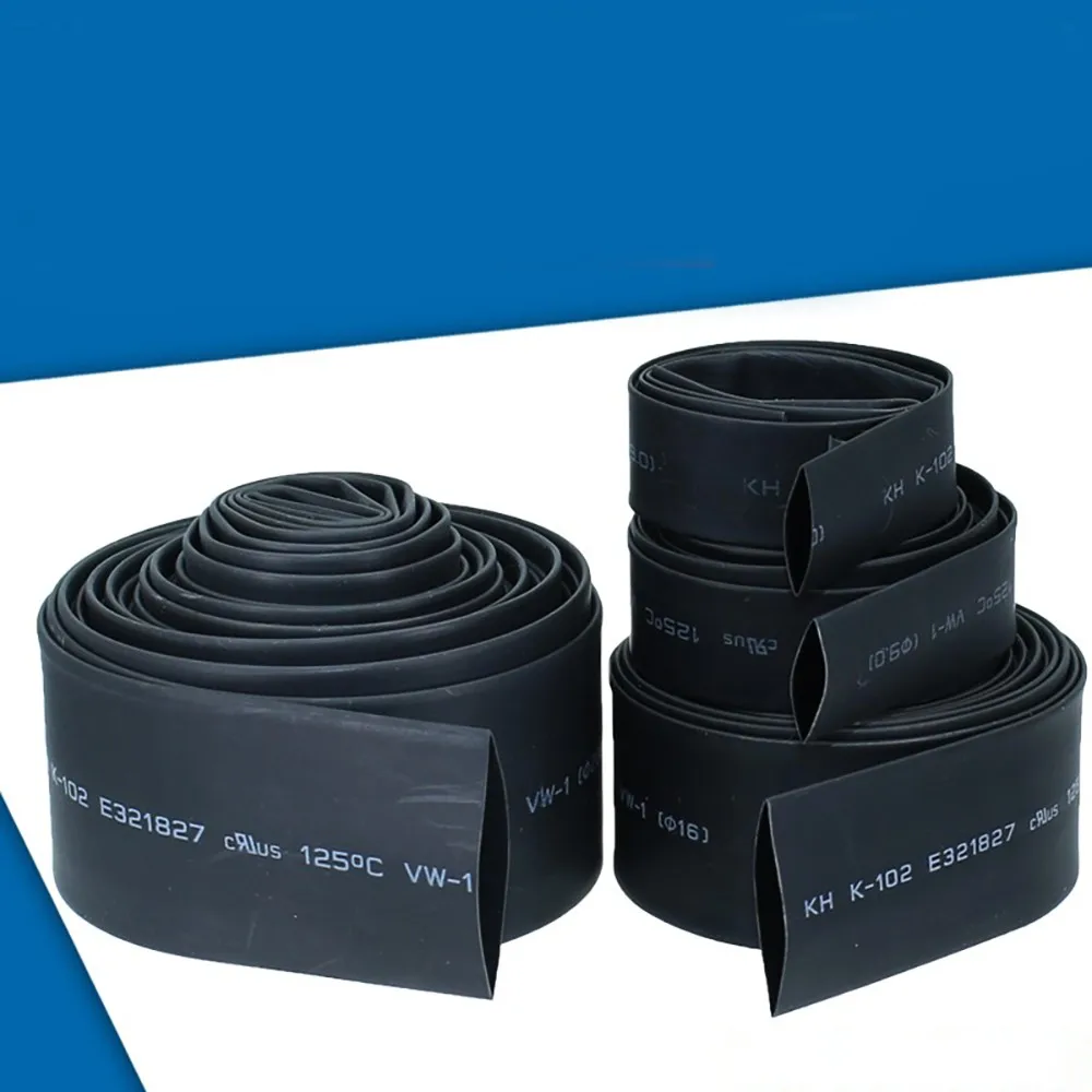 أنبوب حراري قابل للسحب من مادة البولي فاي، واقي دي كابلي دي ريباراتشن دي فيل روند بريكولاج، غين نوير، قطر 1: 1، 1 ~