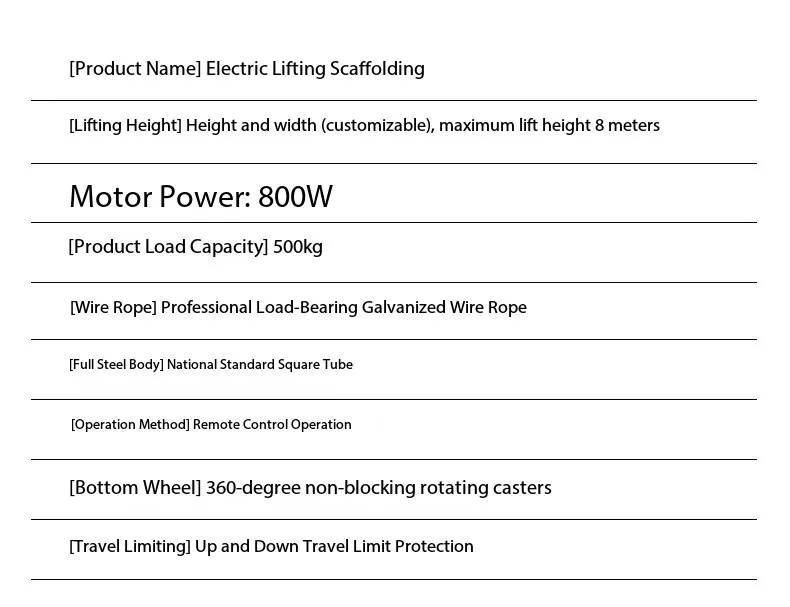 Elektrische Gerüstliftplattform mit mobiler Fernbedienung