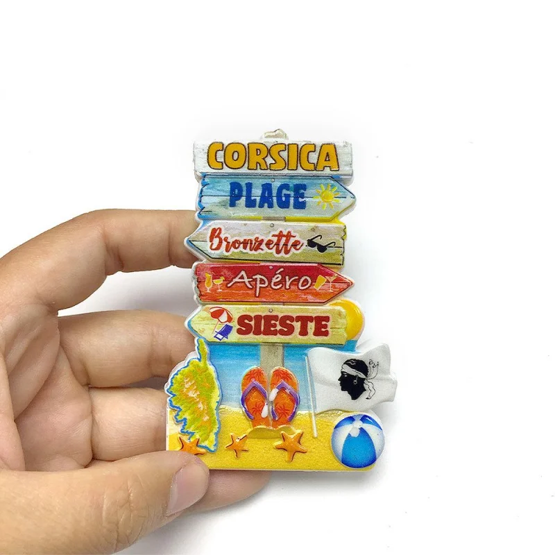 

Creative Beach Scenery of Corsica, France3dRoad Sign Magnetic Refrigerator Magnet Travel Souvenirs Home Decorations