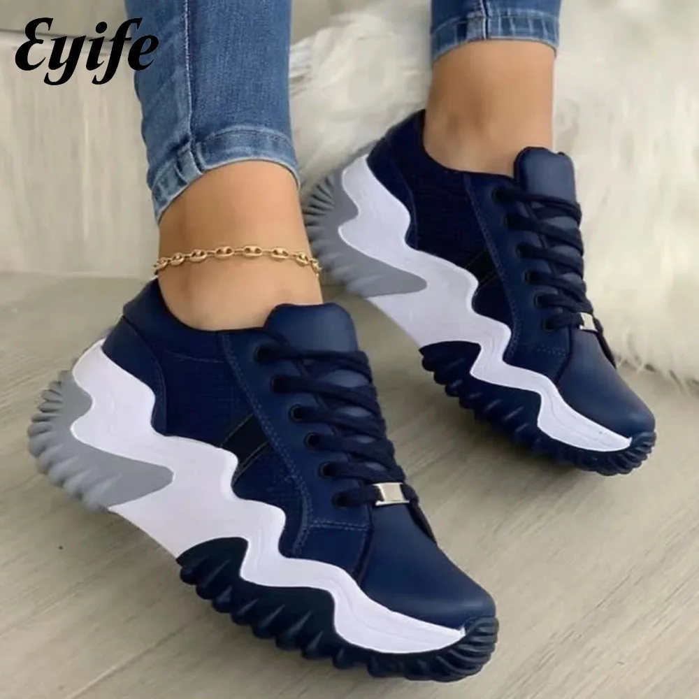 

Fashion Sneakers Women 2024 Spring New Patchwork Pointed Toe Ladies Lace Up Casual Vulcanized Shoes Walking Running Sport Flats