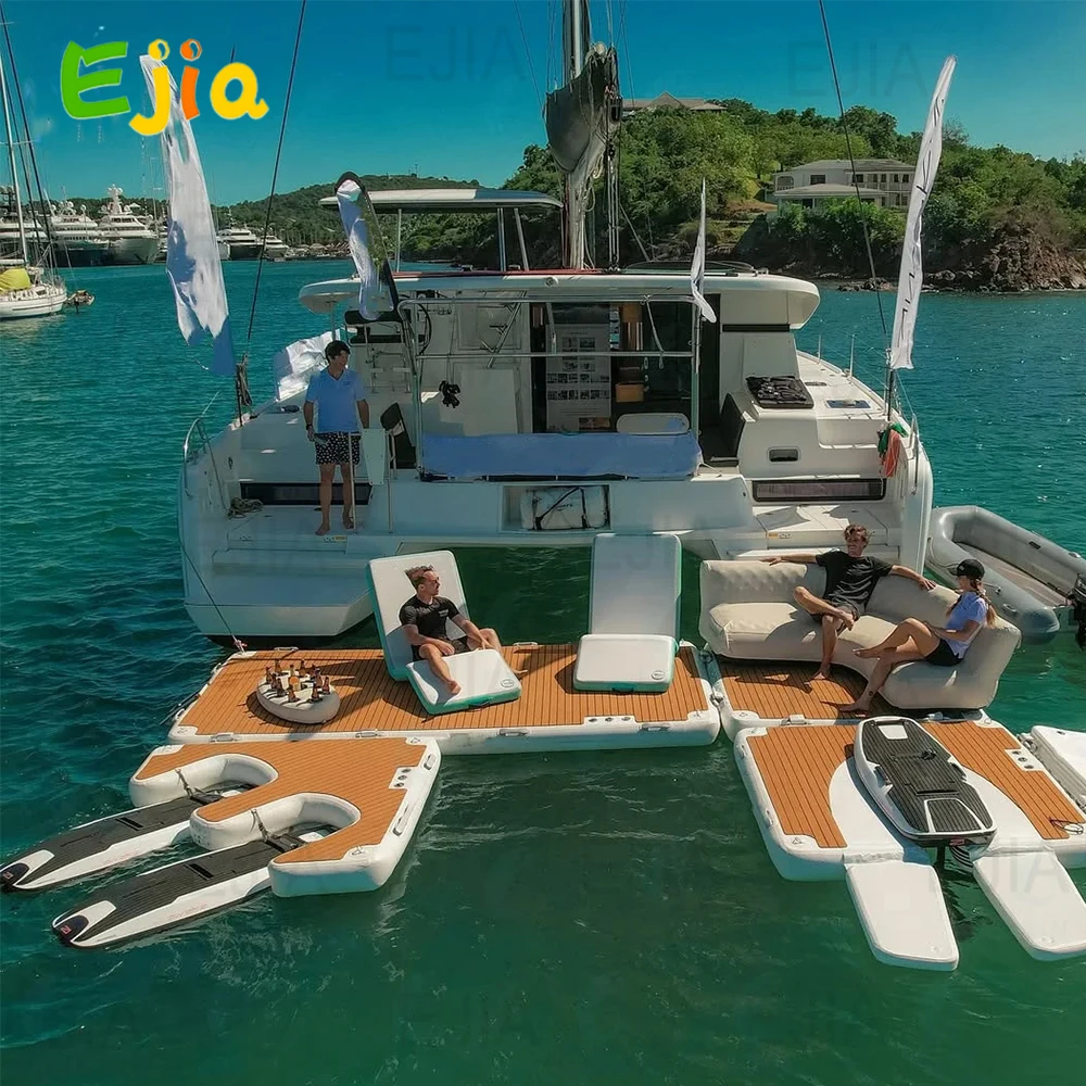 Inflatable Floating Dock Non-Slip Water Floating Dock Swim Platform Jet Ski Swim Deck Raft Water Platform for Lake Pool Ocean