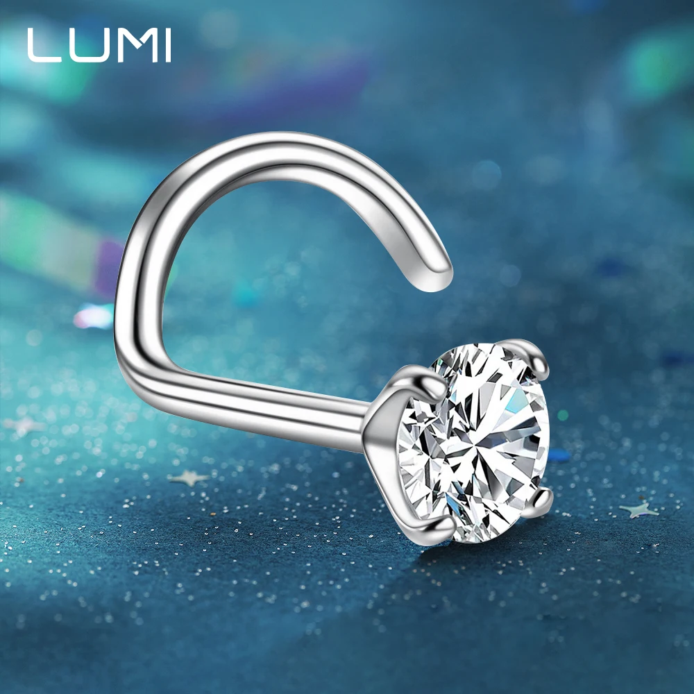 

925 Silver Nose Ring Single 3mm Moissanite Diamond for Women Fine Drill Exquisite with Drill Opening Nose Piercing Jewelry