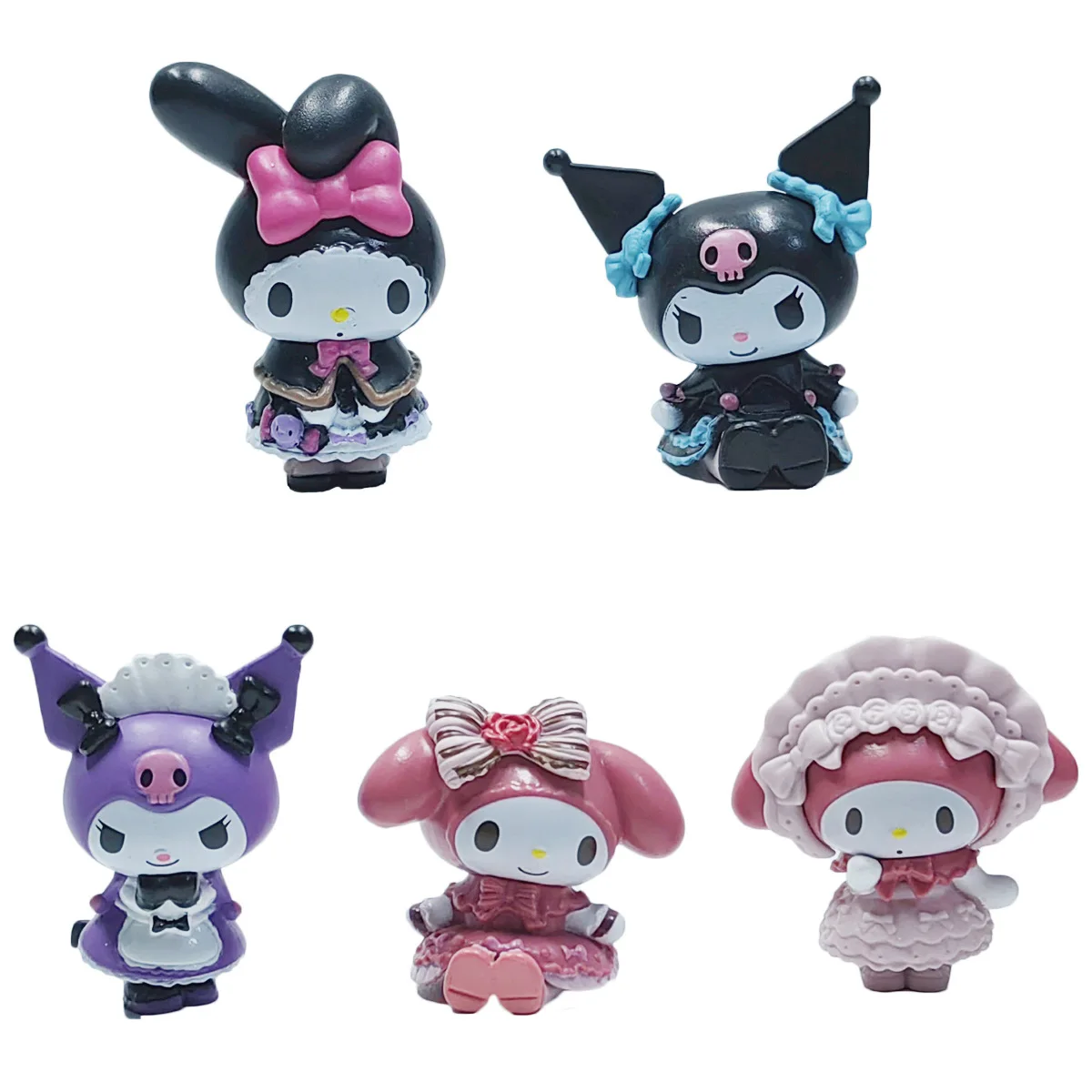 5Pcs Sanrio Kuromi Melody Anime Figure Doll 3-4cm Kawaii Model Accessories Children's Toys Gift Action Figures Hobbies Gifts