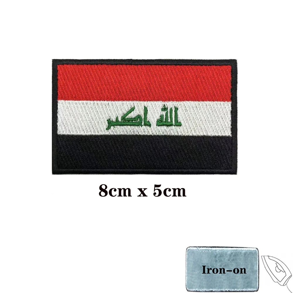 Iraqi flag Patches Armband Embroidered Patch Hook & Loop Iron On Embroidery  Badge Military Stripe