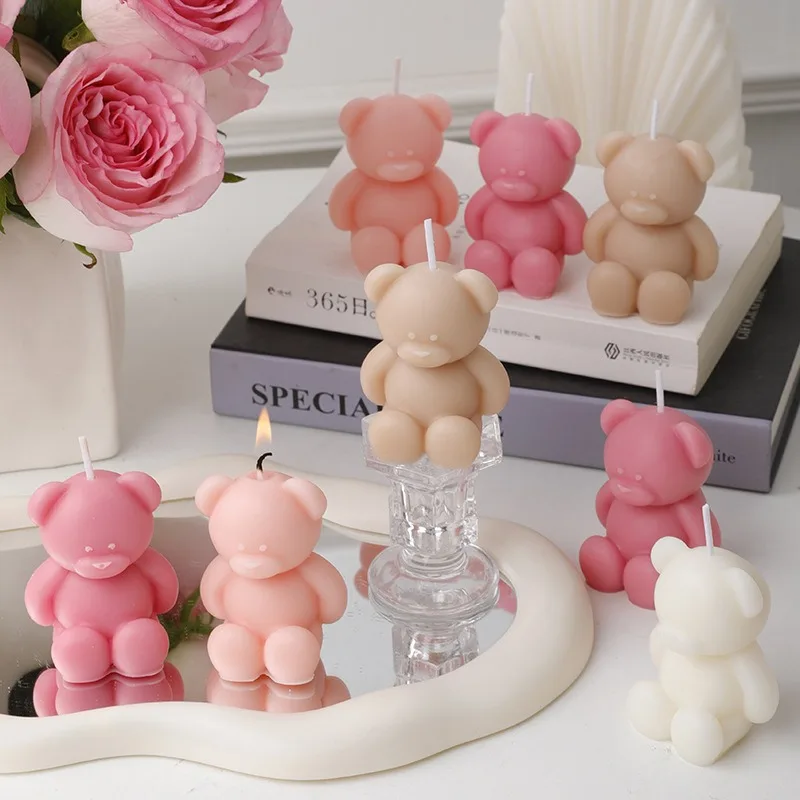 Bear Aromatherapy Candles Cute Bear Soy Wax Scented Candles Live Room Birthday Party Wedding Decorations Tabletop Ornaments
