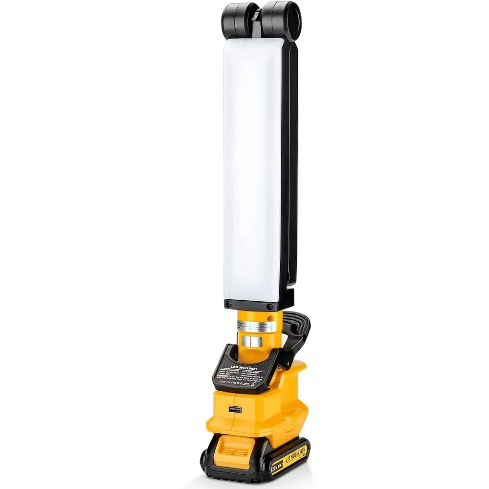 20V LED Work Light 2400LM Flashlight with 270 Degree Rotating Mount Hooks Clips Dewalt Battery Compatible 5H Lighting Time