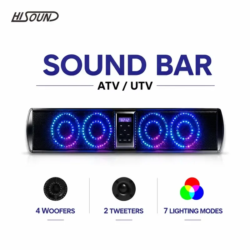 for Golf Cart UTV Soundbar 26 Inch Waterproof Metal Speaker System Custom Audio Bar for Off Road Vehicle Outdoor Music