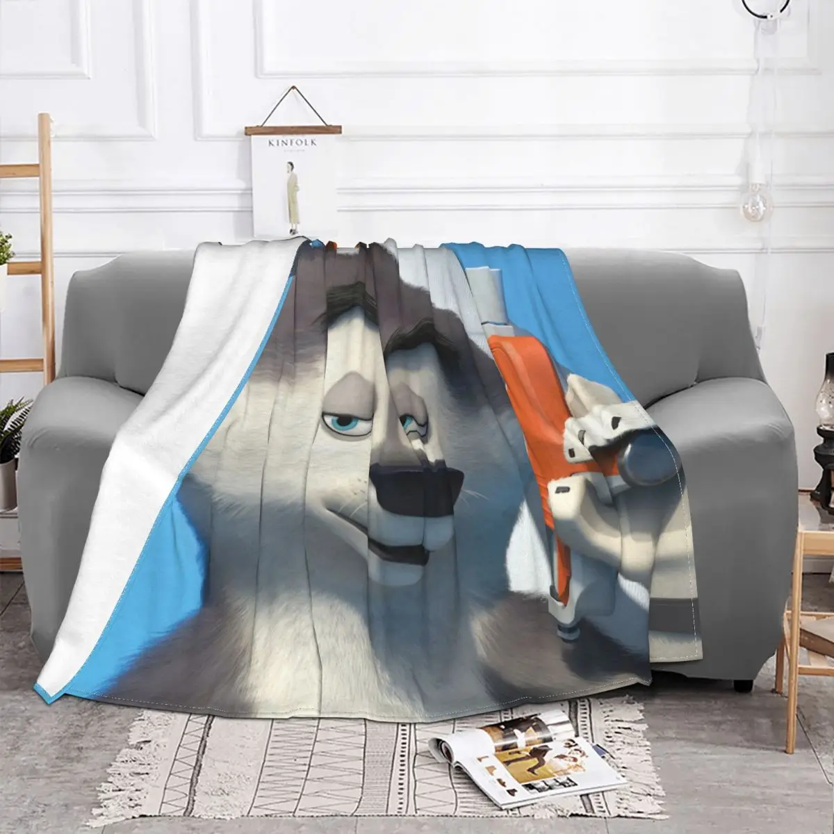 Wolf Blanket Penguins of Madagascar Plush Spring Autumn Breathable Super Warm Throw Blankets For Car Plush Thin Quilt