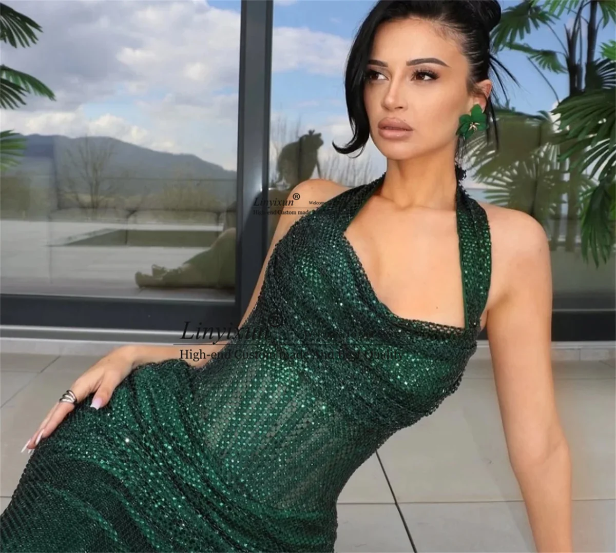 تخصيص الديكور الرسن الرقبة الجلباب دي soirée حورية البحر حمالة فساتين لحضور الحفلات الموسيقية عارية الذراعين بلا أكمام Aso Ebi رداء حفلات طويلة