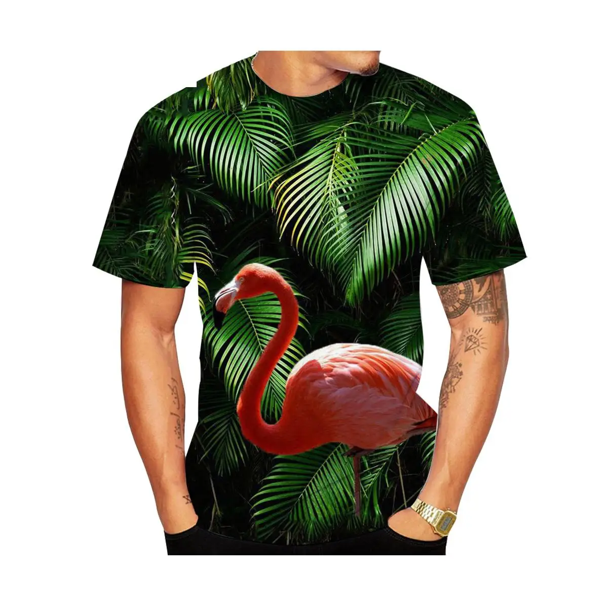 Summer Fashion Flamingo 3D Print Men's and Women's T-shirts Casual Street Harajuku Beach Breathable Thin Top