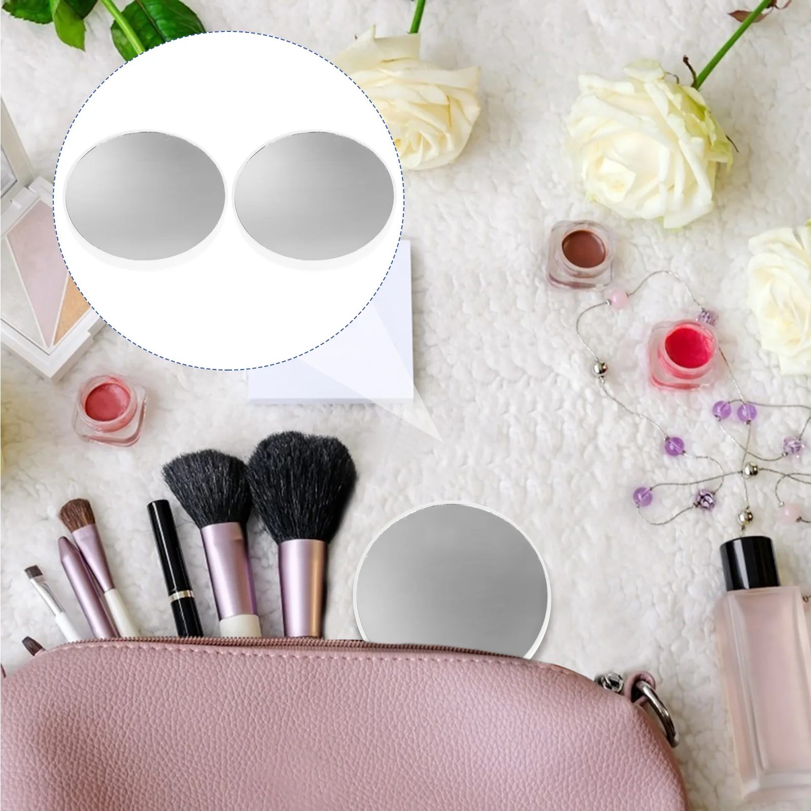 2Pcs 15x Magnifying Makeup Mirror Suction Cup Non-Skid Bathroom Mirror Practical Gift for Women White