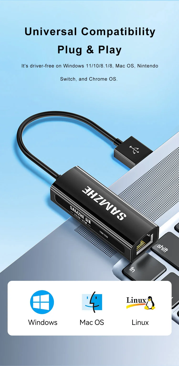 SAMZHE USB-Ethernet-Adapter, USB 3.0 auf RJ45, USB-Hub für Computer, Ethernet-Adapter, Netzwerkkarte, USB, kompatibel mit Xiaomi Mi Box S und Nintendo Switch. – Detail 19