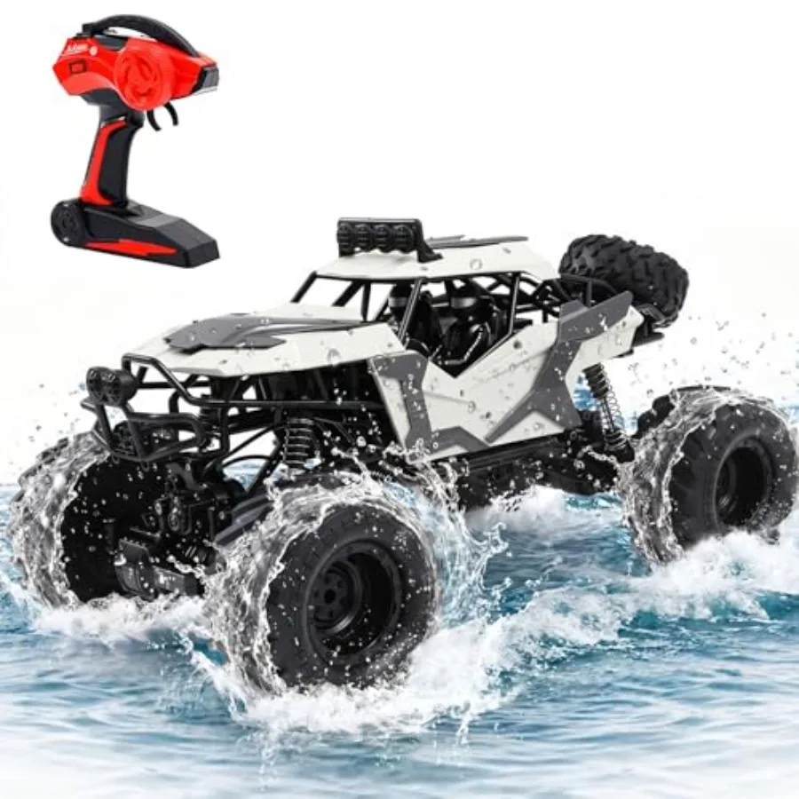 

Large Amphibious RC Car 1:8 4WD Waterproof Monster Truck for Water Land, All Terrain Remote Control Truck with LED Lights, Toy