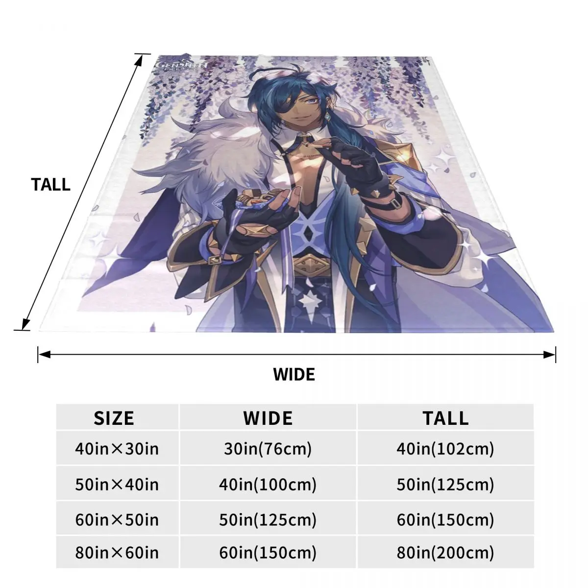 Kaeya Game Genshin Impact Anime Blanket Soft Warm Flannel Throw Blanket Bedding for Bed Travel Home Sofa